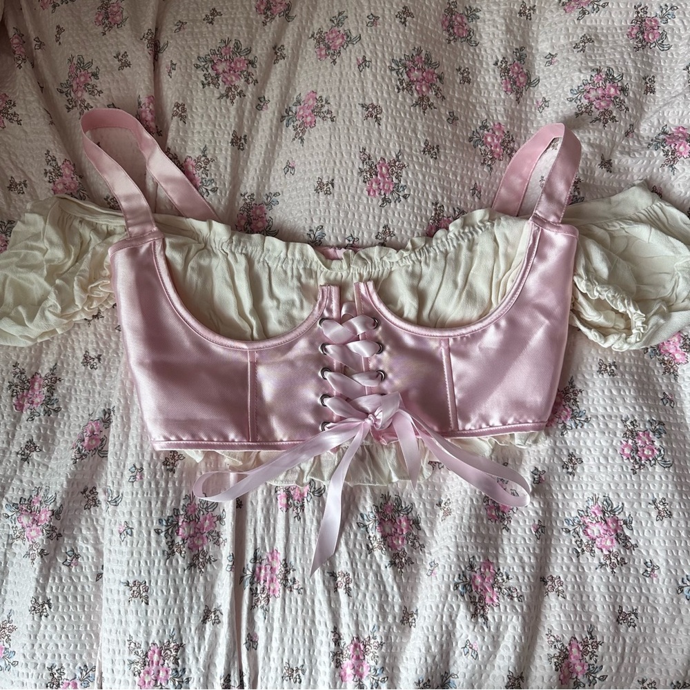 Dolls kill sugar thrillz pink bustier / blouse